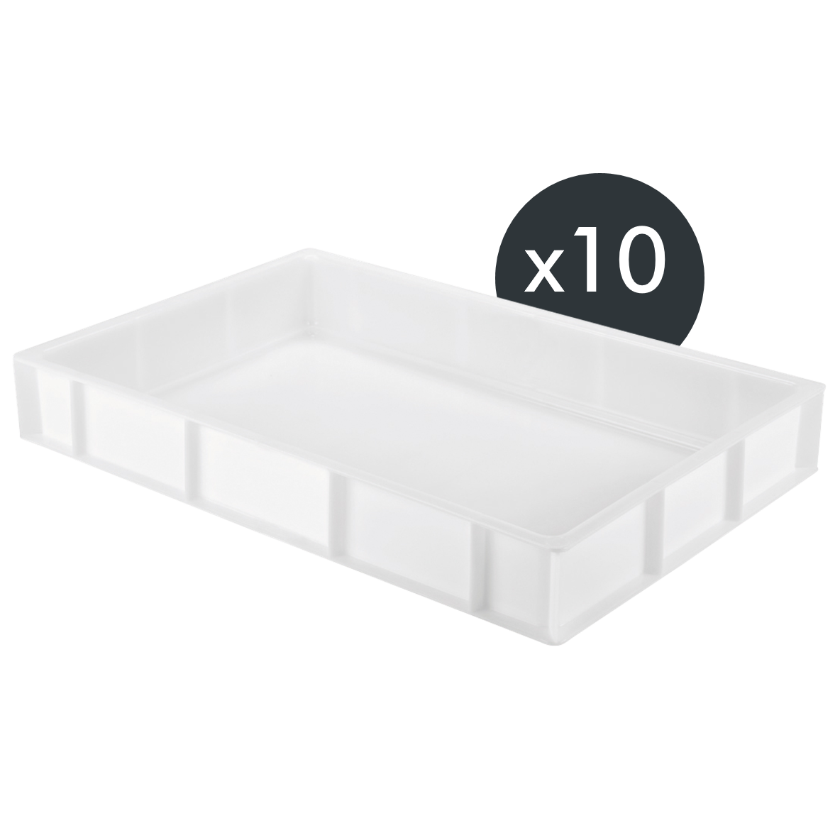 Lot de 10 Bac à pâtons 600 x 400 x 90 mm 15 L - blanc