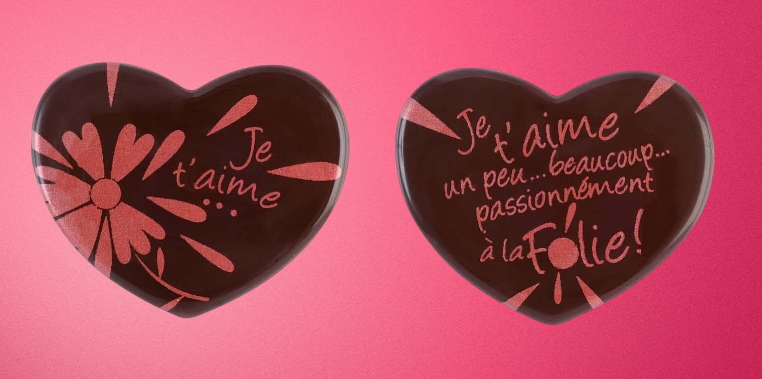 Coeur 54 x 45 mm je t aime un peu beaucoup... Saint valentin - lot de 60