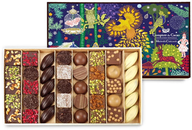 Coffret Pralinés Feuilletés carton Noël Michaël Cailloux 350g