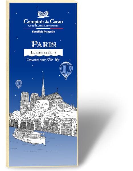 Tablette noire - « Paris monuments, la Seine 80g » vendue par lot de 9 unités