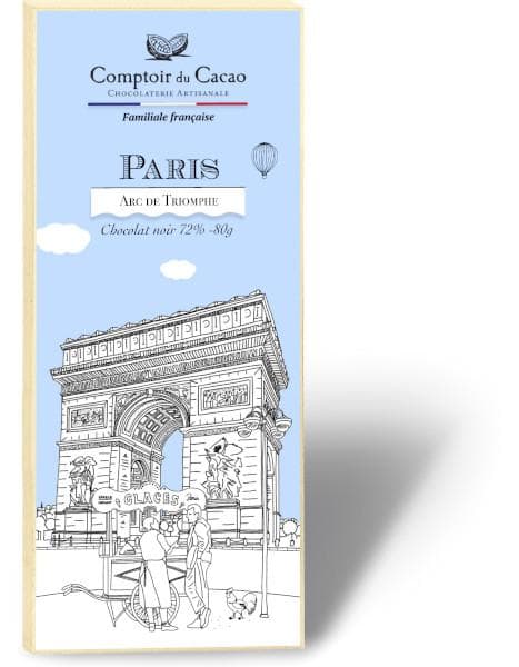 Tablette noire - « Paris monuments, Arc de Triomphe 80g » vendue par lot de 9 unités