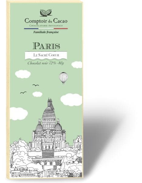 Tablette noire - « Paris monuments, Sacré Coeur 80g » vendue par lot de 9 unités