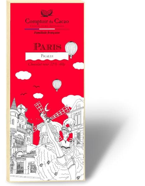 Tablette noire - « Paris monuments, Pigalle 80g » vendue par lot de 9 unités